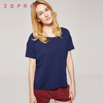 新品ESPRIT 女士休闲短袖圆领纯色T恤-075EE1K006吊牌价299