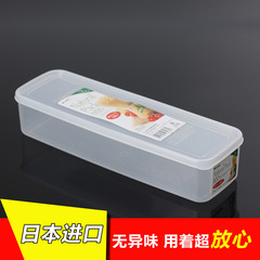 日本 inomata厨房塑料长方形面条盒 透明食品防潮收纳保鲜盒密封