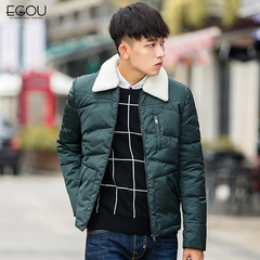 Egou2016冬季新品男士羽绒服修身韩版短款休闲外套青年学生上衣潮