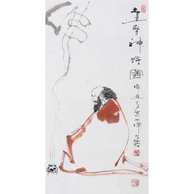 当代著名画家 陈剑生 《达摩神悟图》 孤品