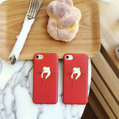 iphone7手机壳红色苹果7plus软壳卡通被子白熊保护壳iphone6s简约