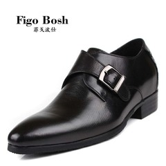 轻奢品牌Figobosh   轻奢布洛克真皮皮鞋内增高正装男鞋结婚皮靴
