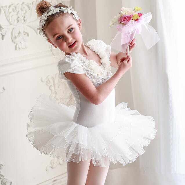 韩国进口儿童舞蹈蓬蓬裙少儿芭蕾练功纱裙跳舞白色公主裙子