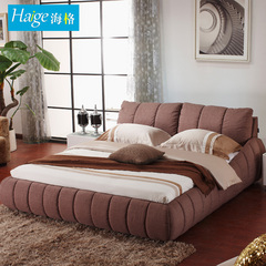 海格 简约现代布艺床双人床婚床小户型1.8米布床软床可拆洗布艺床