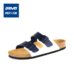 Devo/的沃舒适勃肯软木拖鞋镜面一字男士博肯鞋夏季休闲特价2718