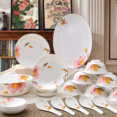 陶瓷餐具碗碟套装 骨瓷碗盘中式家用韩式碗 唐山骨瓷器婚庆礼品