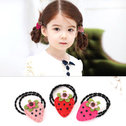 Know NI children hair furry Strawberry ring double hair band hair band sweet baby girl ornament