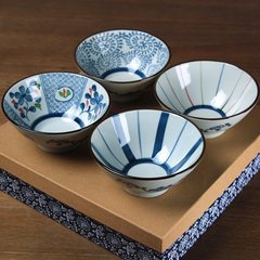 和风四季 出口日式餐具/釉下彩陶瓷 饭碗/甜品碗 创意礼盒碗包邮