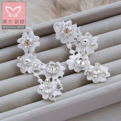 Meitai bride married Han Shilei rhinestone earrings earring Bridal Accessories ear clip the drill H0113