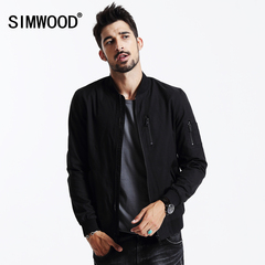 Simwood2016秋季新品男士休闲棒球服手臂拉链修身棒球领夹克外套