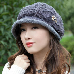 盛和伦女式帽韩版潮款 秋冬加厚保暖女士花朵时尚可爱时装帽