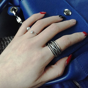 Korean style rings the new 2015 Europe wind vintage old five-pointed geometric ring style two piece