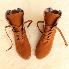 2016欧美秋冬季雪地靴棉鞋系带短靴女鞋平底学生加绒加厚大码鞋子
