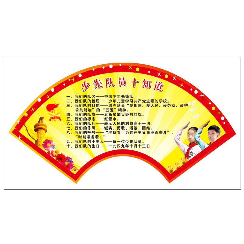 少先队知识十知道 中国少先队知识学校墙贴4011