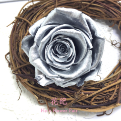 花集永生花DIYRoseamor车挂DIY玫瑰大号厄瓜多尔进口5-6cm银色