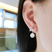 Package mail jewelry earrings Korean version of beautiful wild sweet temperament bow faux Pearl Stud Earrings women''s earrings