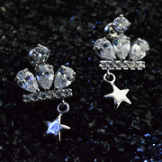 Mu-Mu-jewelry earrings temperament female Crown simple Joker synthetic zircon earrings Korea fashion earrings 987