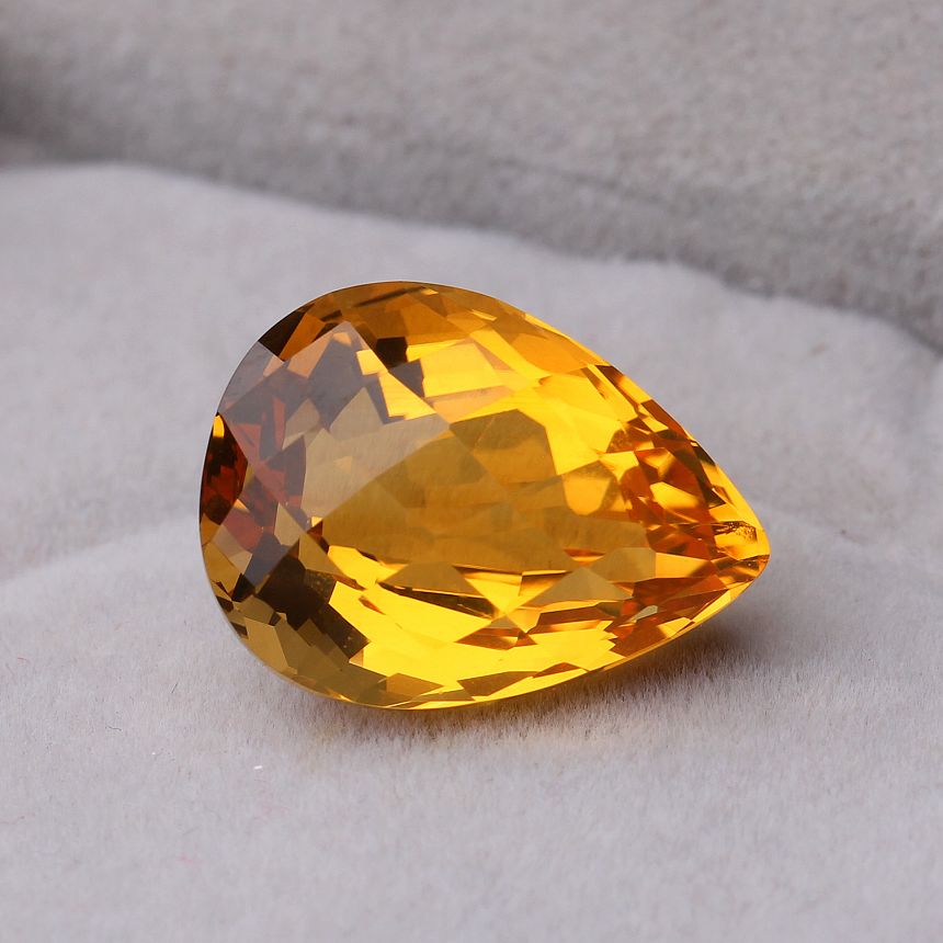 顶级通透天然黄水晶戒面裸石 5.65克