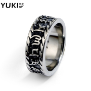 YUKI men''s retro mantra ring titanium steel ring rings hipster Korean Club accessories single ring