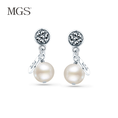 MGS曼古银/曼谷银 气质925银珍珠耳钉施华洛世奇元素耳环女新年礼
