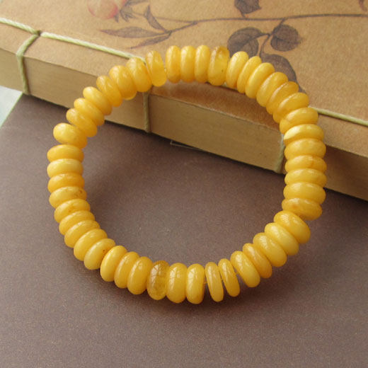 油润质朴天然琥珀算盘珠碟隔片老蜜蜡手串手链手饰