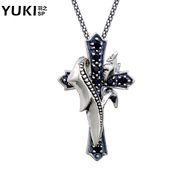 YUKI Thai silver jewelry original designs men''s 925 Silver necklace Europe fashion silver cross pendant