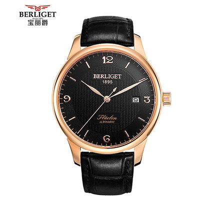 宝丽爵全自动机械表男士钢带品牌商务机械表正品手表防水男表