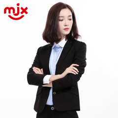 MJX2016春季新品OL职场女西装外套修身长袖上衣 黑色职业小西装