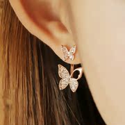 Email Korea NET bow after the hanging of zircon earrings ear jewelry women accessories hanging butterfly earrings