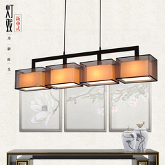 新中式现代简约长方形餐厅吊灯三头创意个性茶楼饭厅吧台客厅灯具