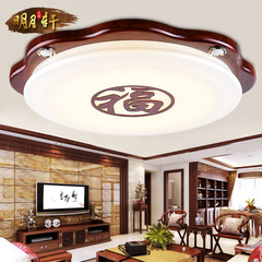 新中式吸顶灯圆形led实木艺现代简约亚克力卧室过道玄关阳台灯具