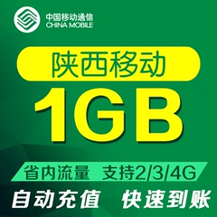 陕西移动1GB省内手机流量充值 上网加油包2g3g4g移动流量叠加包