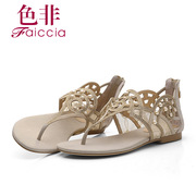 Non 2015 summer styles Shoppe authentic zipper toe rhinestone flat Sandals WIB672904CU