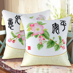 春天印花十字绣抱枕新款靠垫中国风花卉系列家居客厅沙发抱枕套件