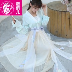 古装玉兔呈祥日常汉服表演服古典绣花三件套儒裙对襟背心仙女裙