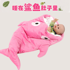 0-3岁婴儿鲨鱼睡袋 宝宝防踢被秋冬加厚抱被包被儿童推车防风睡袋