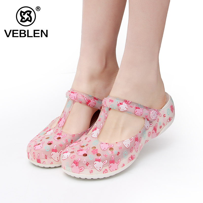 VEBLEN洞洞鞋女夏季新款可愛學生鞋防滑果凍鞋沙灘鞋2017厚底涼鞋