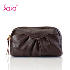 Sasa新款时尚零钱包 韩版休闲可爱长款拉链牛皮手拿女包卡包皮夹