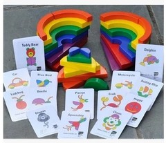 正品 欧洲品牌tieramid超大创意益智力彩虹积木 获奖木制早教玩具