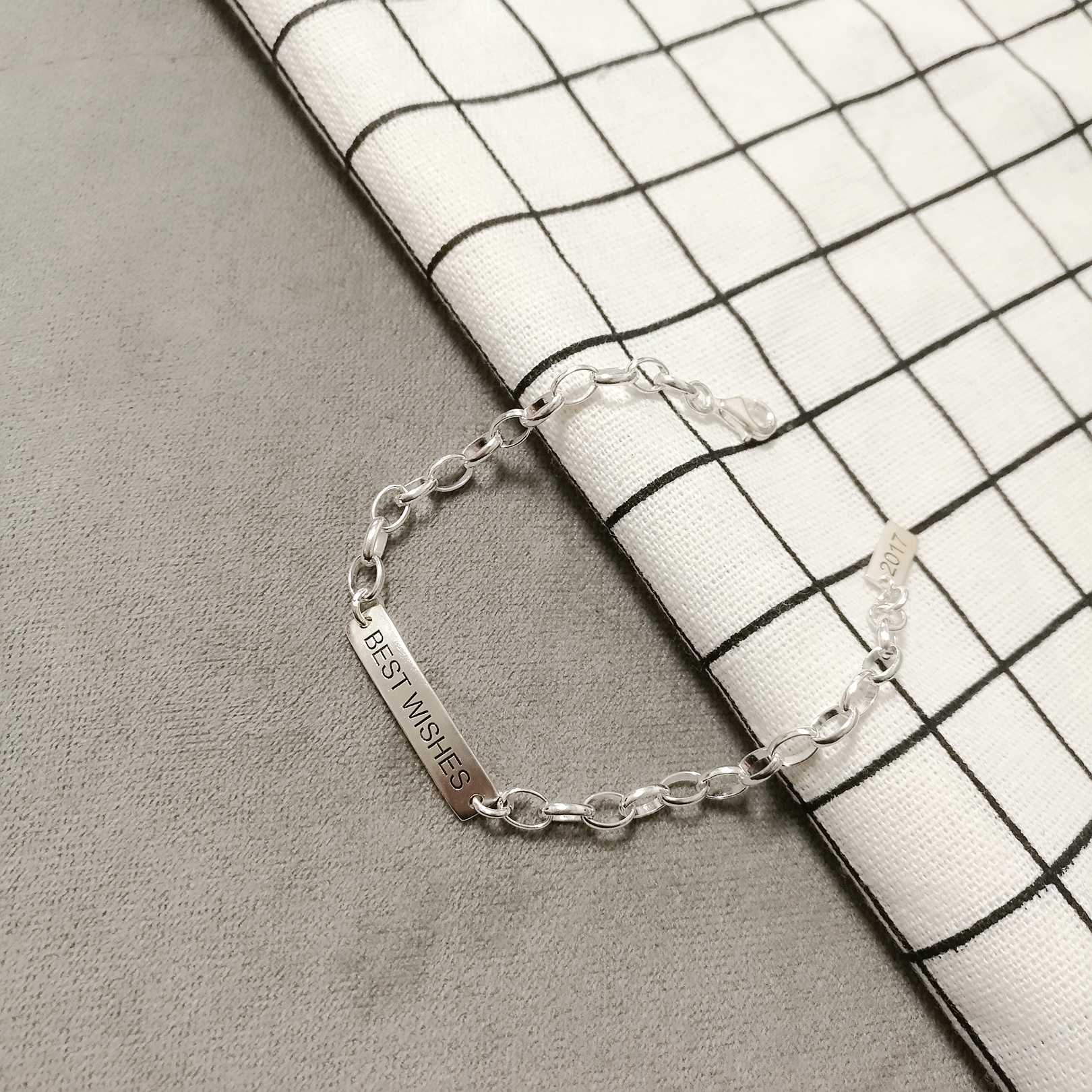 bestwishes 许愿 925纯银手链定制女款素银时尚休闲送礼精美手链