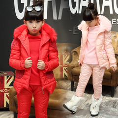 女孩冬季2016新款儿童棉衣套装女韩版中大童小学生加厚童装三件套