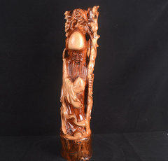 寿星公香樟木人物天然原木实木木质雕刻根雕木雕原木家居HJ44