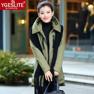 ygeslite女装旗舰店YGESLITE2015冬装新款韩版女装胖mm加厚保暖棉服加大码宽松棉衣女