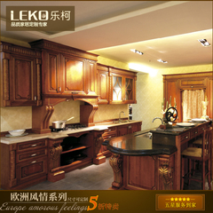 LEKO乐柯欧式实木橱柜定做 整体橱柜 厨房厨柜石英石台面定制重庆