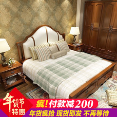 美式床乡村实木双人床1.8米高箱储物床卧室家具软包床欧式床S206