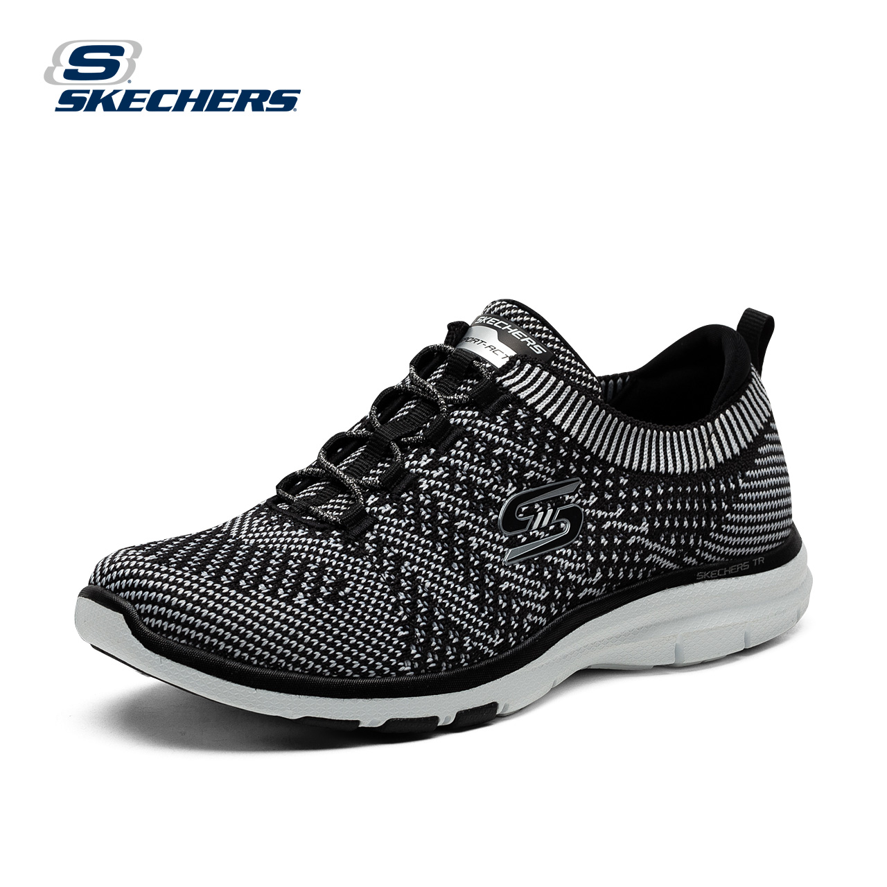 skechers斯凯奇2017年新款一脚套休闲鞋 时尚编织气垫女鞋22882产品展示图1