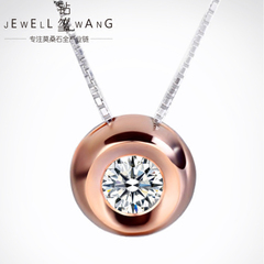 JEWELLWANG 专柜正品18K黄金1克拉玫瑰金莫桑石女士吊坠项链项坠