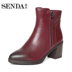 Senda/森达女鞋2016冬季专柜同款牛皮/羊皮女靴N3O42DD6