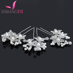 Hair pins made by River Plate u-clips Korea popular hair ornament Pearl flower flowers Bridal Accessories