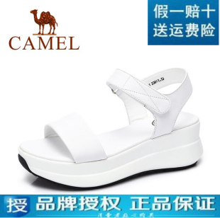 女生披肩品牌 美國 Camel駱駝 正品牌2020新款女鞋 夏天真皮厚底女生白色涼鞋 女生奢侈品牌